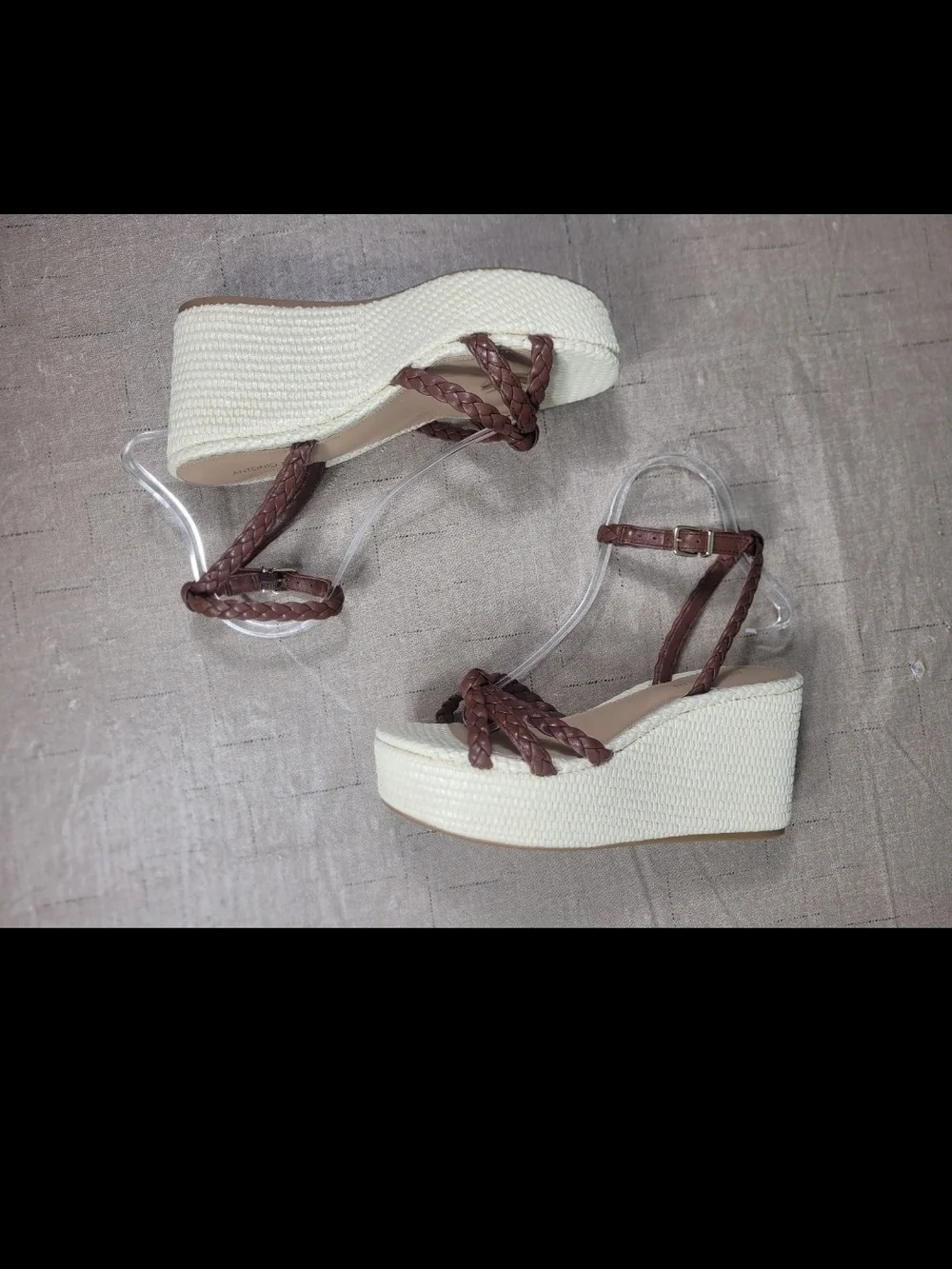 Antonio Melani Braided Strap Brown Platform Wedge Sandals - Women